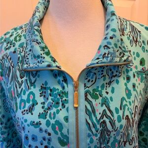 Lilly Pulitzer Turquoise, Teal & Pink Printed Zip Jacket